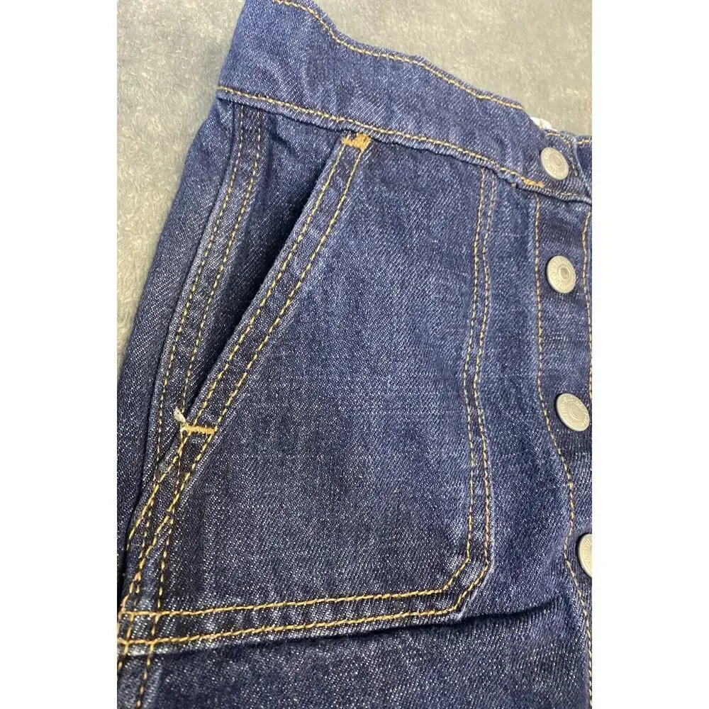 Old Navy Girls Jean Skirt Snap Front Adjustable Waist Size S 6/7 Denim Skirt